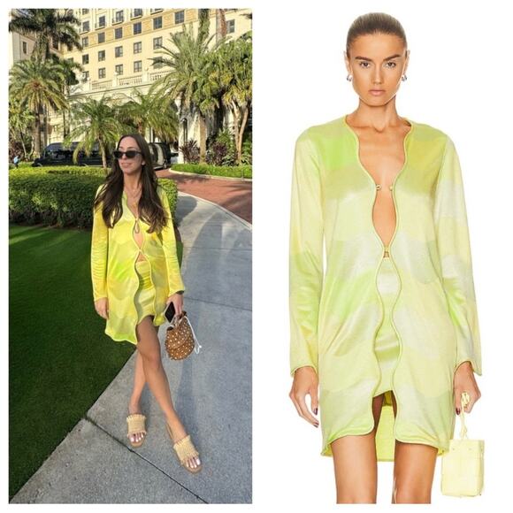 ALEXIS Claudine Bia Lime Green Yellow Wavy Stripe Skirt and Top Set Size Medium - Picture 1 of 11